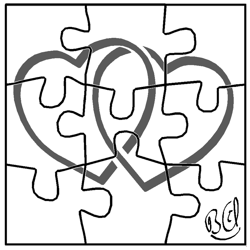 puzzle de coeurs enlacés