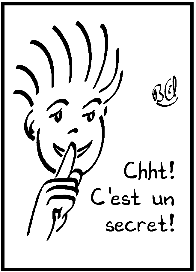 Chht c'est un secret...  personnage avec un doigt sur la bouche